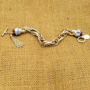 white house black market Gold Tone Tassel Bracelet